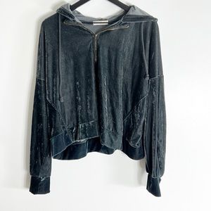 American Threads Green Velvet Half Zip Pullover